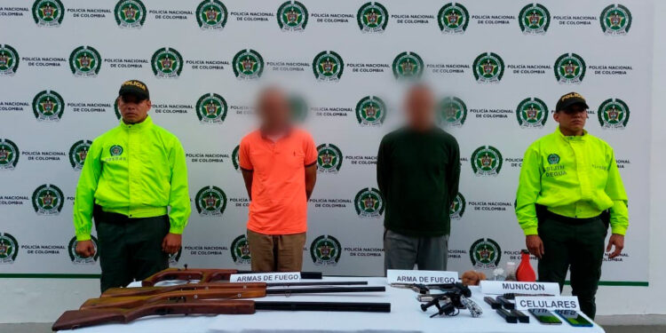 Dos hombres capturados y 8 armas de fuego incautadas en Ibagué