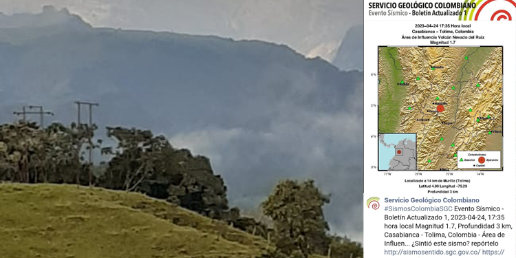 La comunidad de Casabianca comienza a preocuparse por los temblores recurrentes en el volcán Nevado del Ruiz