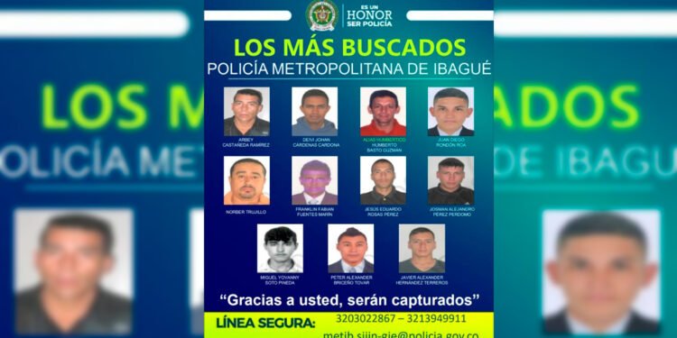 Policía Metropolitana de Ibagué dio a conocer el cartel de los más buscados en esta ciudad