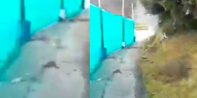 Mantienen paso restringido a un carril por los extraños gases que salen de una montaña en la vía Fresno – Manizales