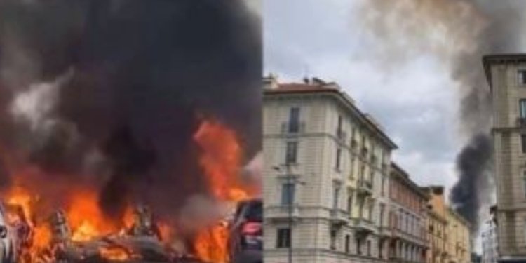 Camión explotó y causó un gigante incendio en Milán