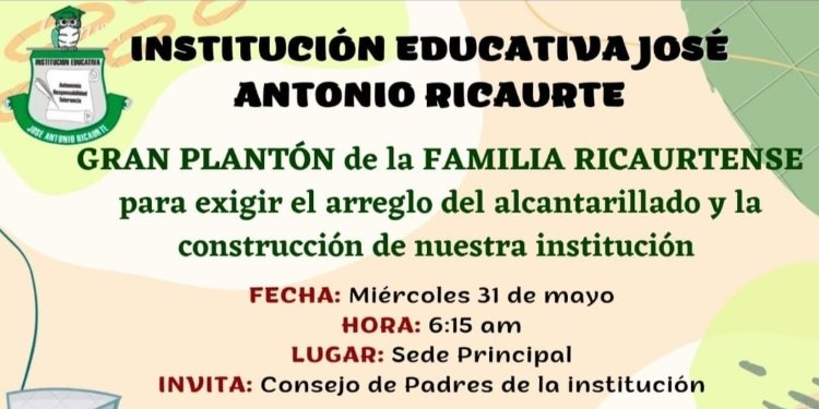 Colegio José Antonio Ricaurte convoca a plantón por incumplimientos de la Alcaldía de Ibagué