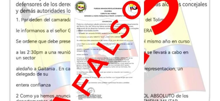 Con panfletos supuestamente de las FARC pretenden intimidar a los habitantes del Guamo