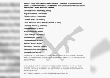 Panfleto con nombres propios está rondando en el municipio de Alvarado