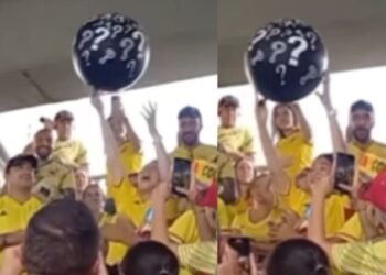 ¡Será futbolista! Pareja hizo revelación de sexo en el partido entre Colombia y Uruguay en Barranquilla