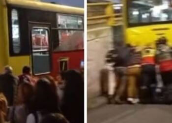 Transmilenio siempre llega con noticias. Un articulado se varó y sus pasajeros se bajaron a empujarlo