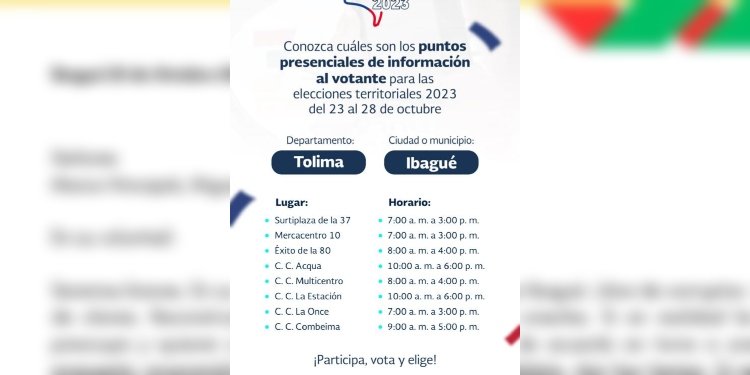 Habilitaron puntos presenciales de información al votante para las elecciones en Ibagué