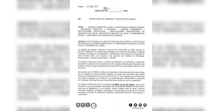 Declarada alerta amarilla por la llegada del fenómeno del Niño