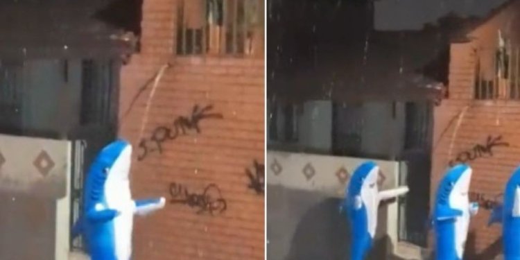 Un aguacero no detiene la diversión: ‘Tiburones’ alegraron las calles de Medellín en Halloween