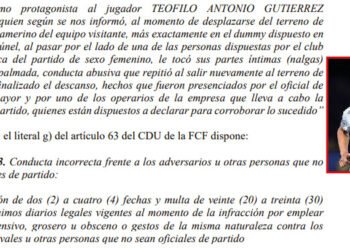 Sancionaron a Teófilo Gutiérrez por tocar las nalgas de una mujer en el Murillo Toro