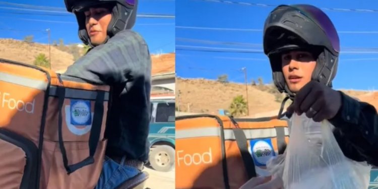 Domiciliario entrega pedidos de DiDi Food galopando a caballo y con casco