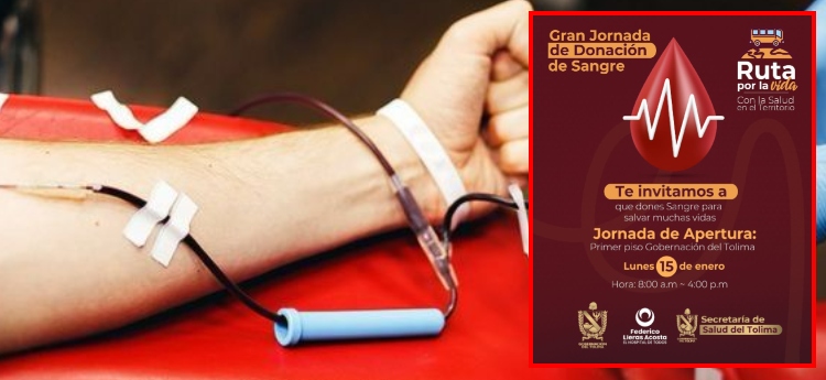 ¡Es hoy! Únase a la gran jornada de donación de sangre ‘La Ruta por la Vida’ en Ibagué