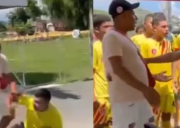 Violencia en  partido de Fútbol: jugadores y DT agreden físicamente a árbitros en pleno partido