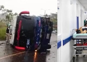 Siete personas heridas dejó volcamiento de buseta en la Variante de Ibagué