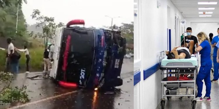 Siete personas heridas dejó volcamiento de buseta en la Variante de Ibagué