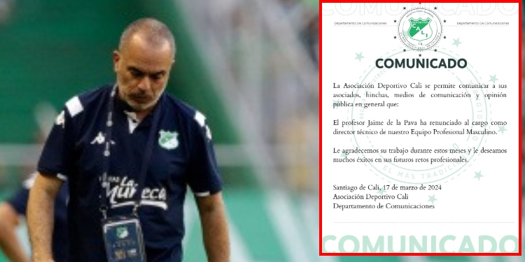 Jaime de La Pava, Director técnico del Deportivo Cali renunció a su cargo