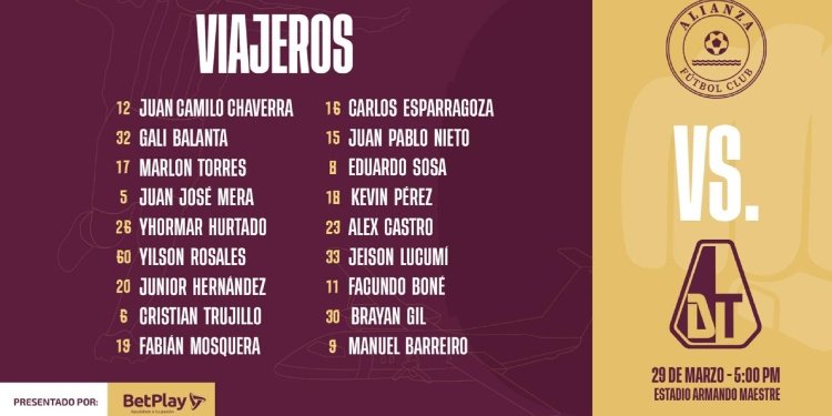 Deportes Tolima dió a conocer a sus 18 viajeros