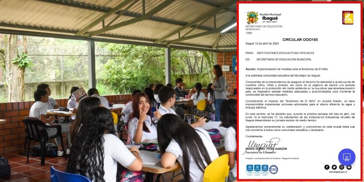 Por el fenómeno del Niño, estudiantes de los colegios de Ibagué, estudiarán media jornada