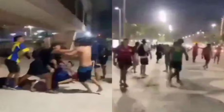 Hinchas de Junior protagonizan violenta pelea en Copacabana antes del partido contra Botafogo por la Copa Libertadores