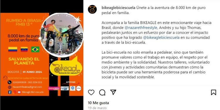 Bici-Escuela Bikeagle de Ibagué: En Ruta hacia el Foro Mundial de la Bicicleta en Brasil