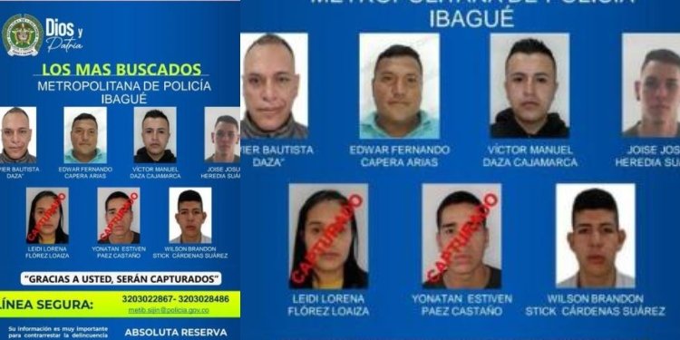 Autoridades revelaron el cartel de Los Más Buscados en Ibagué