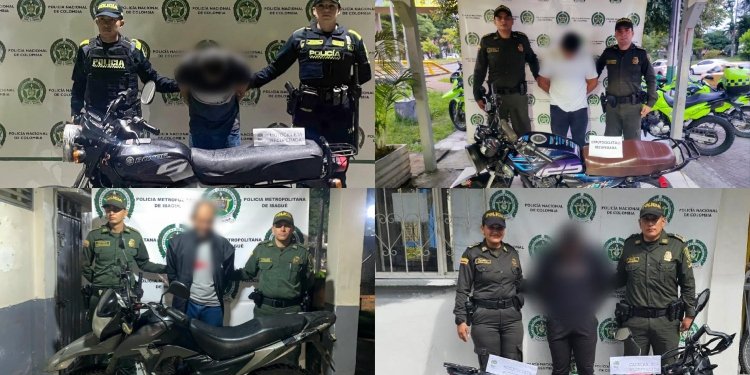 Policía capturó a cuatro personas con cuatro motocicletas reportadas como hurtadas