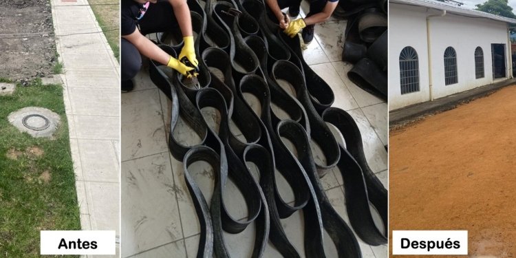 Reutilización de más de 600 llantas en La Sagrada Familia