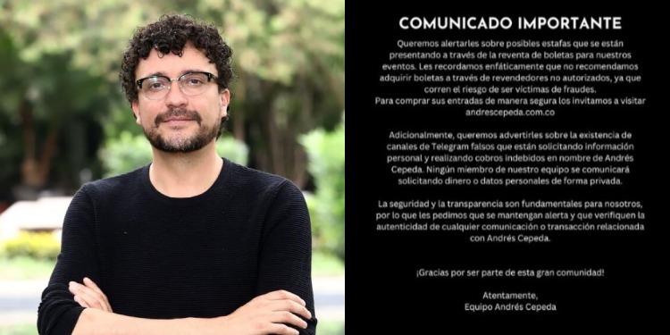 ¡Pilas qué no le pase! Andrés Cepeda advierte a sus seguidores sobre estafas en la reventa de boletas para conciertos