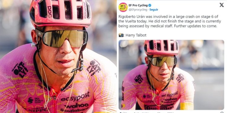 Rigoberto Urán sufrió una caida que pondría fin a su carrera profesional