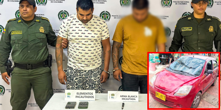 Sujetos fueron capturados en la Variante del Aeropuerto señalados de participar en un hurto a un conductor