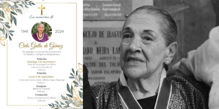 Este lunes 2 de septiembre cumplirán las exequias de Cielo Gallo de Gómez