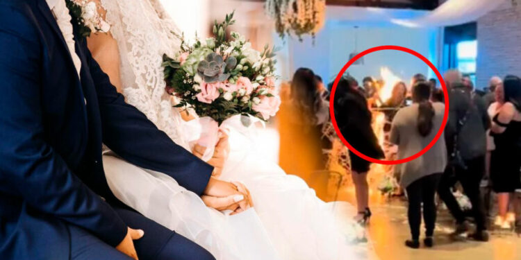¡A una novia se le prendió el vestido en plena boda!