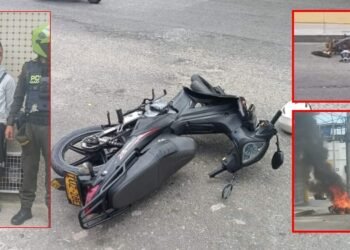Moto incinerada y presunto delincuente capturado en el barrio Belén