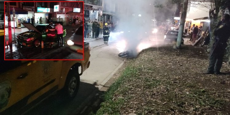 Moto fue quemada y vehículo se incendió en el barrio Santa Helena