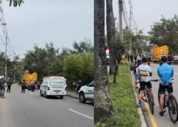 Ciclista hospitalizado luego de ser rescatado de un voladero en el sector de Mirolindo