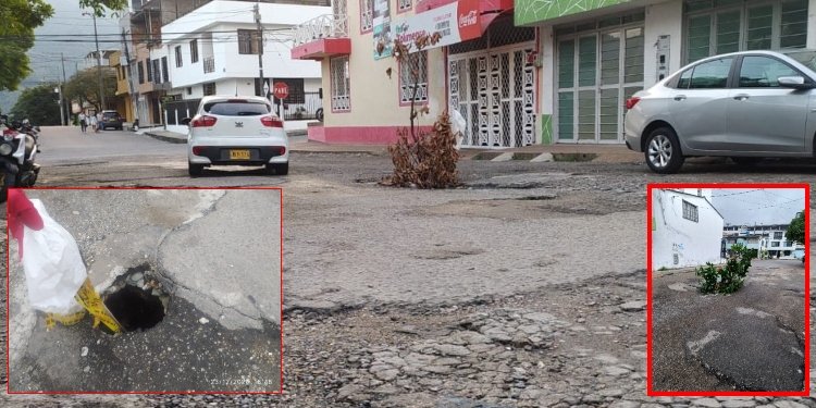 Un socavón amenaza con hundir una calle en el barrio Macarena de Ibagué