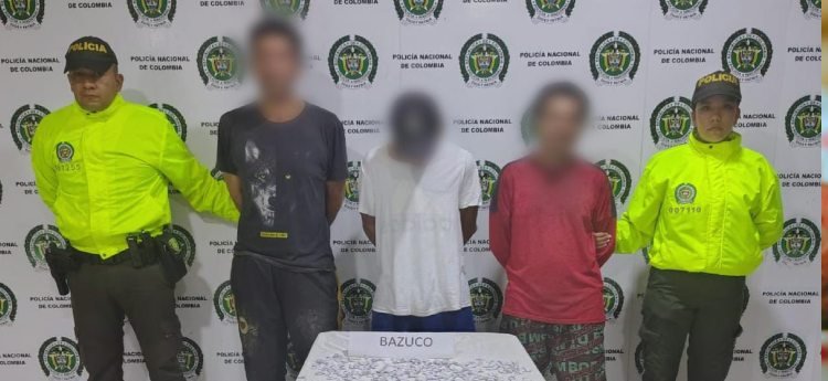 Tres personas detenidas con bazuco en la ribera del río Venadillo 