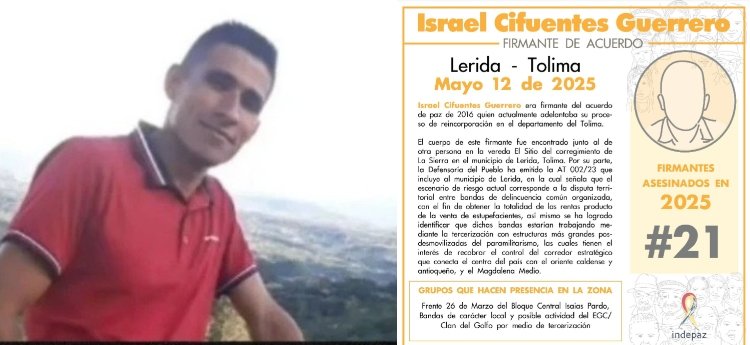 Firmante de paz fue una de las víctimas del doble homicidio en zona rural de Lérida