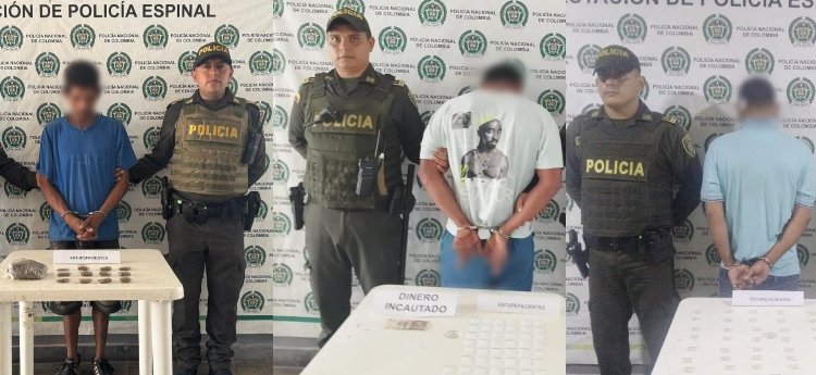 Tres personas detenidas en operativos contra la venta de drogas en Espinal 