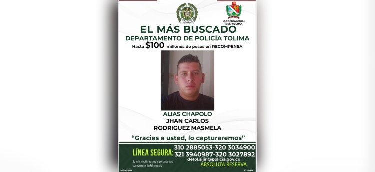 Alias ‘Chapolo’, el cabecilla de las disidencias de las FARC más buscado en el Tolima 