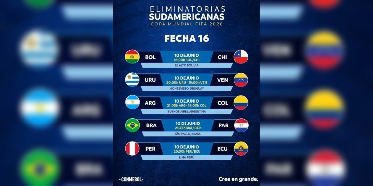 Así se va a jugar la fecha 16 de las eliminatorias