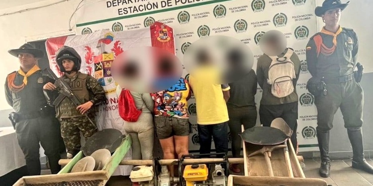 Capturadas cinco personas que adelantaban actividades de minería ilegal en Suarez