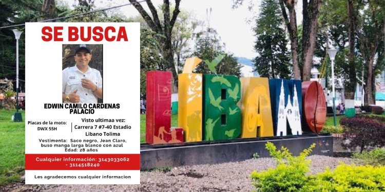 Angustia en El Libano: Edwin Camilo Cárdenas completa seis días desaparecido