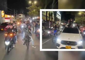 Influencers ibaguereños generan polémica por rodada nocturna y maniobras peligrosas en pleno centro de la ciudad