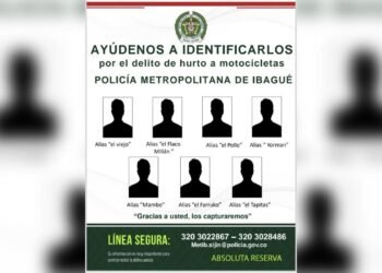 Autoridades revelan el cartel de siete presuntos delincuentes dedicados al hurto de motocicletas en Ibagué