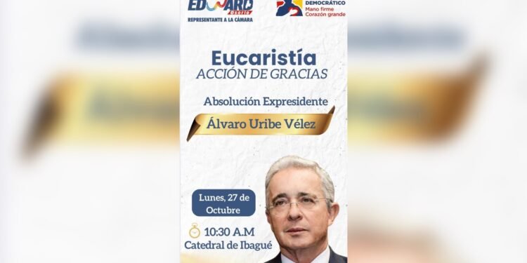 Convocan en Ibagué eucaristía de acción de gracias tras absolución de Uribe