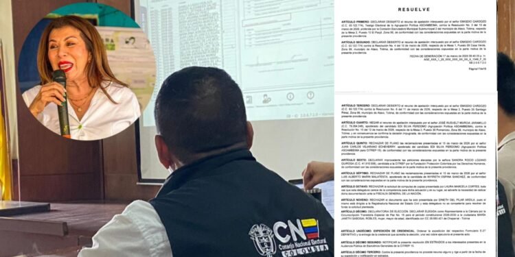 CNE declara elección de Representante a la Cámara en la CITREP 15 en el sur del Tolima