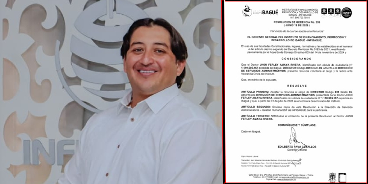 Infibagué aceptó la renuncia de Ferley Amaya a la Dirección de Servicios Administrativos