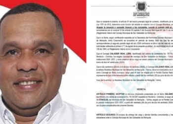 Renunció el concejal de Mariquita Daladier Vidal y deja su curul de manera irrevocable
