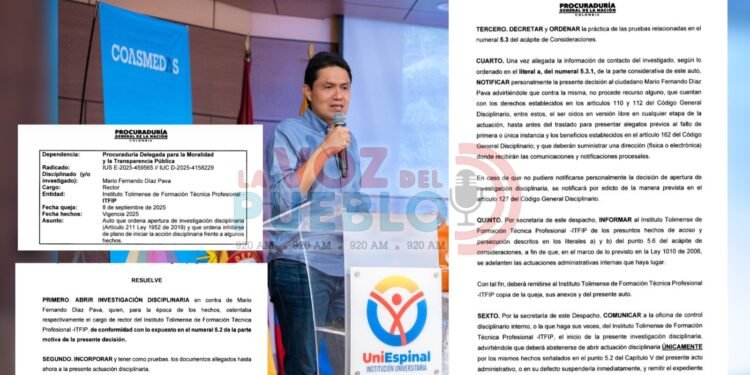 Procuraduría investiga al rector del ITFIP por presuntos nombramientos a dedo, contratos y uso político de la institución
